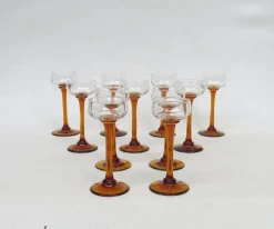 Pamono Art Nouveau Liquor Glasses from Rheinische Glashütte, Cologne-Ehrenfeld, 1890s, Set of 11> Glassware