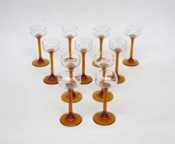 Pamono Art Nouveau Liquor Glasses from Rheinische Glashütte, Cologne-Ehrenfeld, 1890s, Set of 11> Glassware