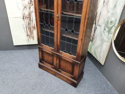 Pamono Art Nouveau Oak and Tiffany Glass Display Cabinet, 1910s