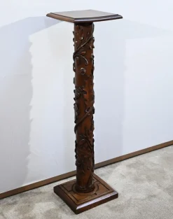 Best Pamono Art Nouveau Oak and Walnut Column, 1900s