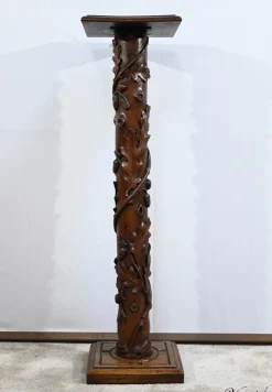 Best Pamono Art Nouveau Oak and Walnut Column, 1900s