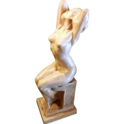 Pamono Art Nouveau Patinated Plaster of Paris Sculpture by Joseph Zomers, Belgium> Art Deco