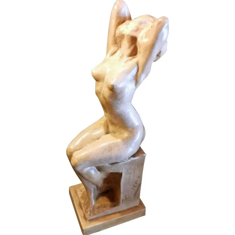 Pamono Art Nouveau Patinated Plaster of Paris Sculpture by Joseph Zomers, Belgium> Art Deco