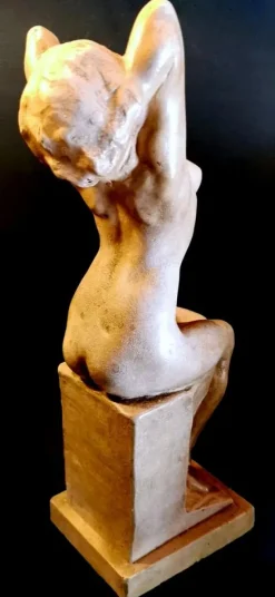 Pamono Art Nouveau Patinated Plaster of Paris Sculpture by Joseph Zomers, Belgium><noscript><img width=