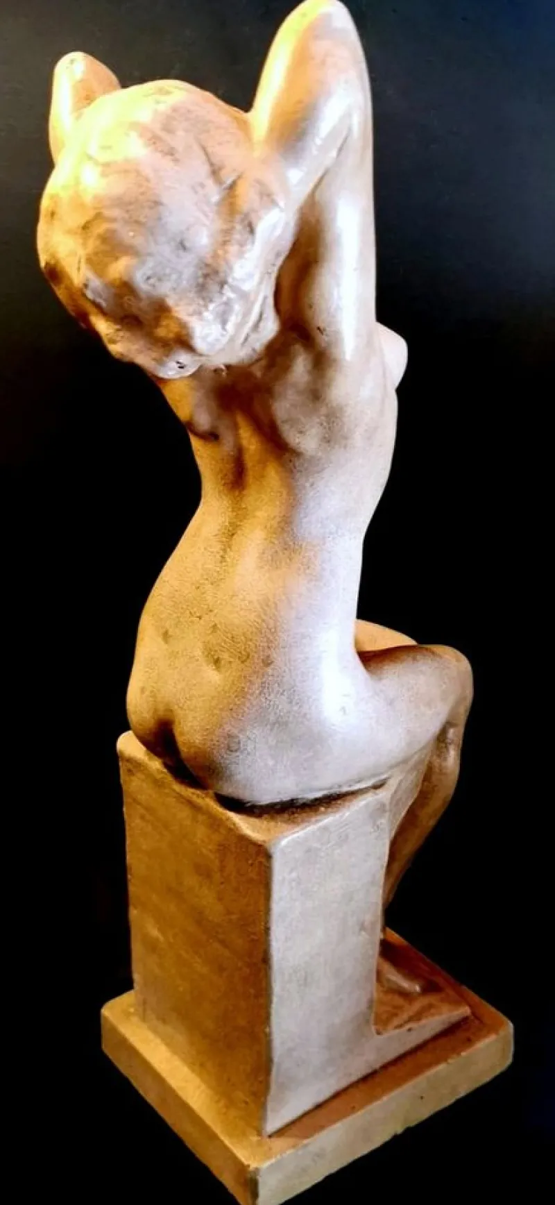 Pamono Art Nouveau Patinated Plaster of Paris Sculpture by Joseph Zomers, Belgium> Art Deco