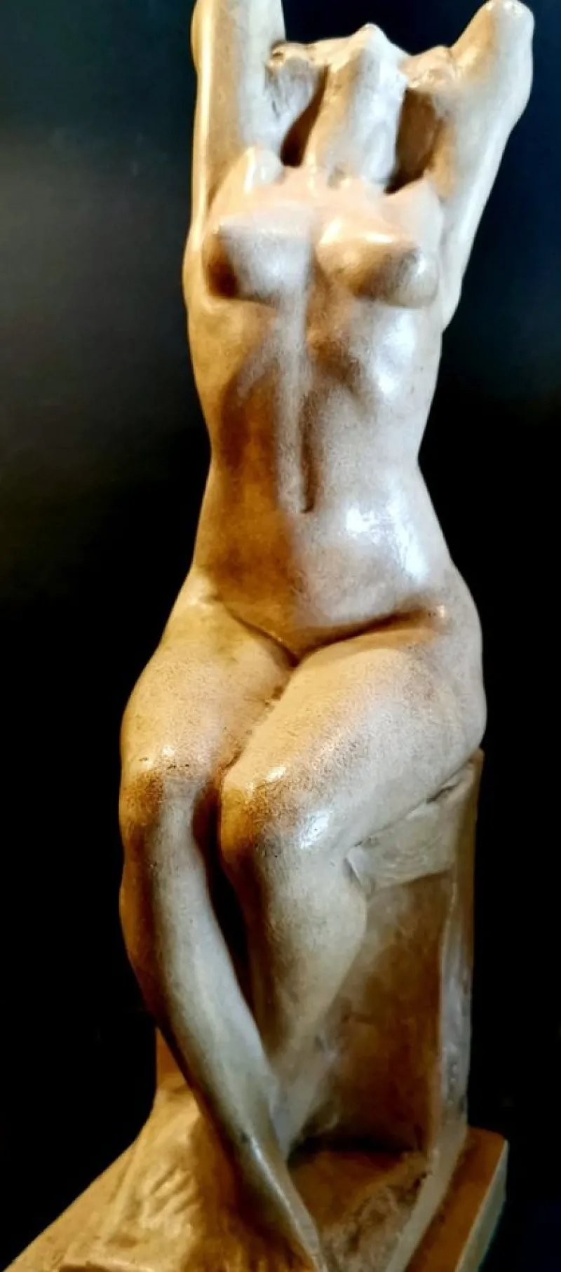 Pamono Art Nouveau Patinated Plaster of Paris Sculpture by Joseph Zomers, Belgium> Art Deco
