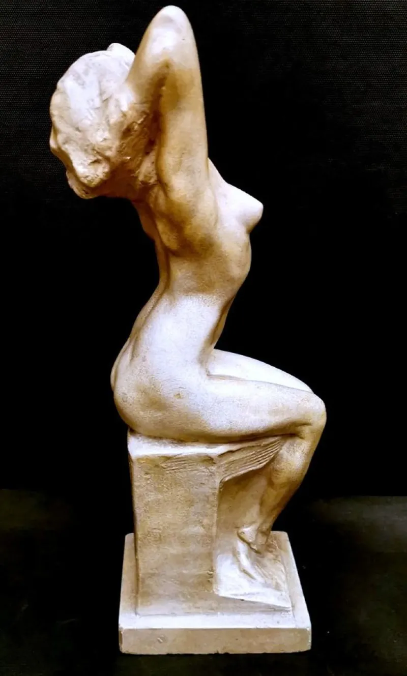 Pamono Art Nouveau Patinated Plaster of Paris Sculpture by Joseph Zomers, Belgium> Art Deco