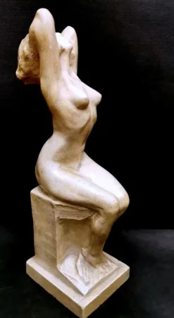Pamono Art Nouveau Patinated Plaster of Paris Sculpture by Joseph Zomers, Belgium><noscript><img width=