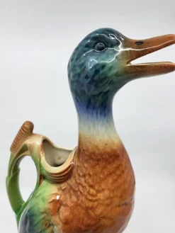 Discount Pamono Art Nouveau Polychrome Slip Earthenware Duck Pitcher from Saint Clément