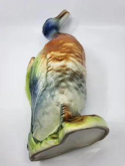 New Pamono Art Nouveau Polychrome Slip and Earthenware Duck Pitcher from Saint Clément