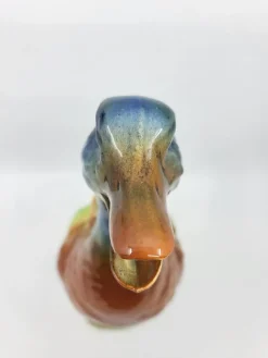 New Pamono Art Nouveau Polychrome Slip and Earthenware Duck Pitcher from Saint Clément