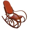 Pamono Art Nouveau Rocking Chair in Steam Bent Beechwood & Leather from Thonet> Rocking Chairs
