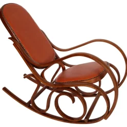 Pamono Art Nouveau Rocking Chair in Steam Bent Beechwood & Leather from Thonet> Rocking Chairs