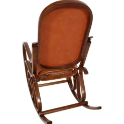 Pamono Art Nouveau Rocking Chair in Steam Bent Beechwood & Leather from Thonet><noscript><img width=