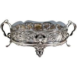 Pamono Art Nouveau Silver Jardiniere with Original Glass Liner Viennese Master, 1900s> Planters And Jardiniere