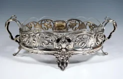 Pamono Art Nouveau Silver Jardiniere with Original Glass Liner Viennese Master, 1900s> Planters And Jardiniere