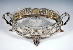 Pamono Art Nouveau Silver Jardiniere with Original Glass Liner Viennese Master, 1900s><noscript><img width=