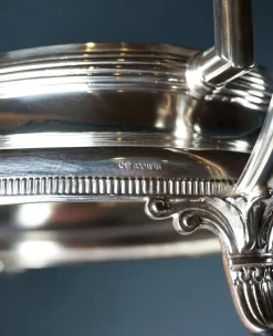 Pamono Art Nouveau Silver Jardinière with Waved Glass Liner, Germany, 1900s><noscript><img width=