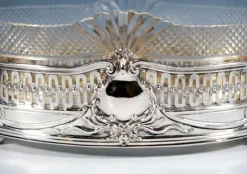 Pamono Art Nouveau Silver Jardinière with Cut Glass Liner by Wolfers Frères, Brussels, 1890s><noscript><img width=