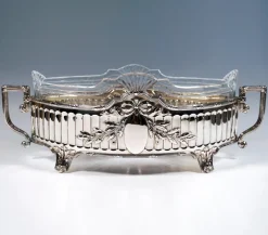 Pamono Art Nouveau Silver Jardinière in Navette Form from Koch & Bergfeld, Germany, 1900s><noscript><img width=