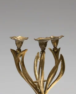 Pamono Art Nouveau Style Gilt Bronze Candlestick, 1960s