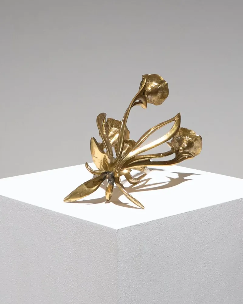 Pamono Art Nouveau Style Gilt Bronze Candlestick, 1960s