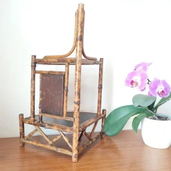 Pamono Art Nouveau Tiger Bamboo Corner Etagere with Mirror and Chinoiserie, 1890s><noscript><img width=