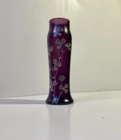 Pamono Art Nouveau Vase in Deep Purple Hand-Painted Glass, 1890s> Vases