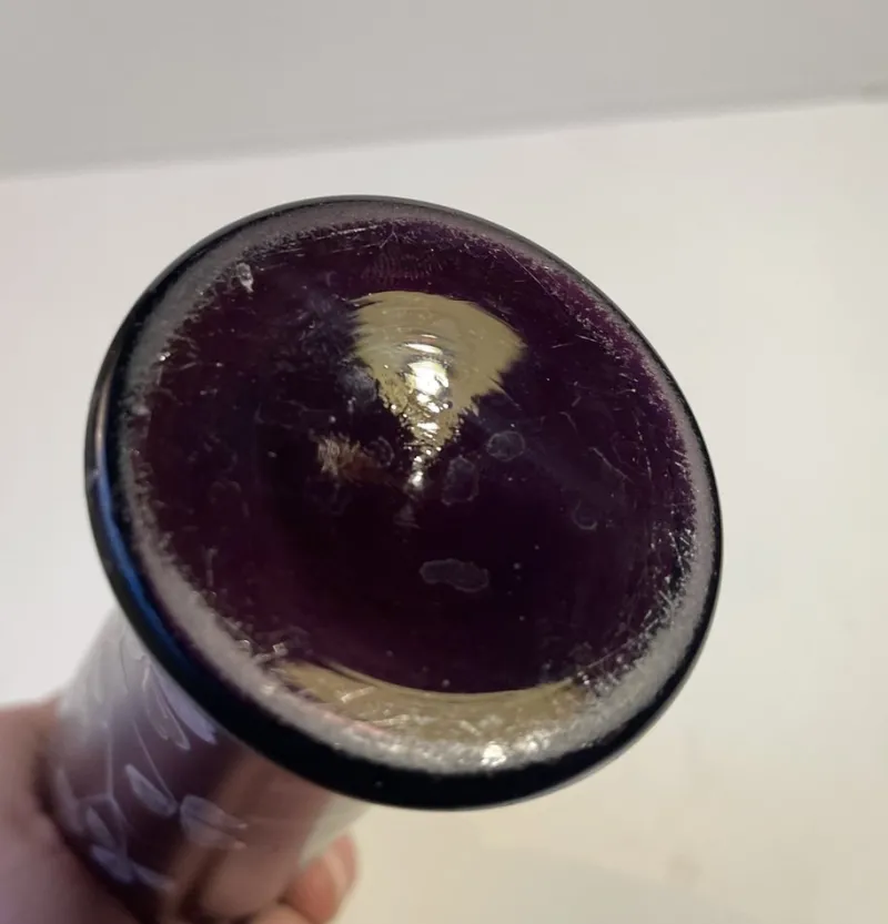 Pamono Art Nouveau Vase in Deep Purple Hand-Painted Glass, 1890s> Vases
