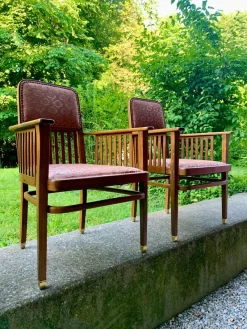 Pamono Art Nouveau Vienna Sofa and Armchairs by J.J Kohn for Jacob & Josef Kohn, 1890s, Set of 4><noscript><img width=