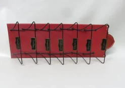 Pamono Art Nouveau Wall Newspaper Stand in Metal Bordeau Red, Black & Gold, 1890s><noscript><img width=