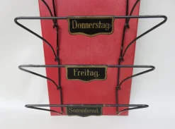 Pamono Art Nouveau Wall Newspaper Stand in Metal Bordeau Red, Black & Gold, 1890s><noscript><img width=