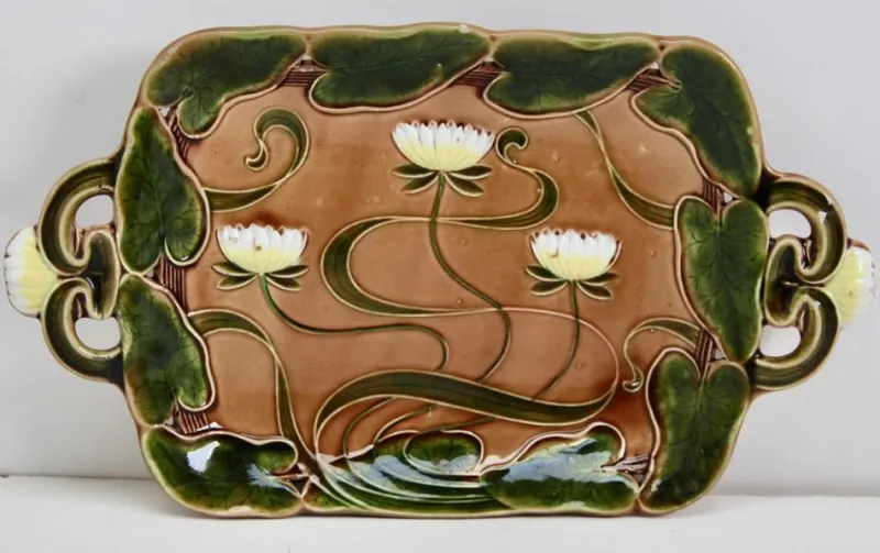 Outlet Pamono Art Nouveau Water Lily Majolica Service by Villeroy & Boch for Schramberg, Set of 10