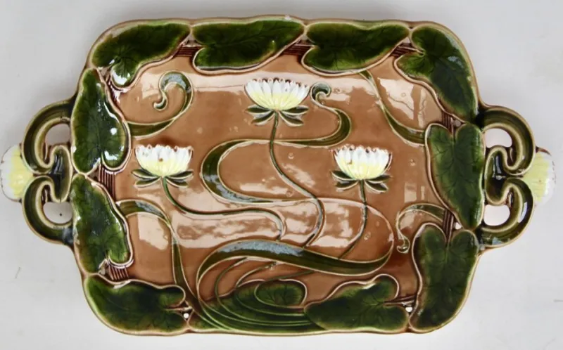Outlet Pamono Art Nouveau Water Lily Majolica Service by Villeroy & Boch for Schramberg, Set of 10