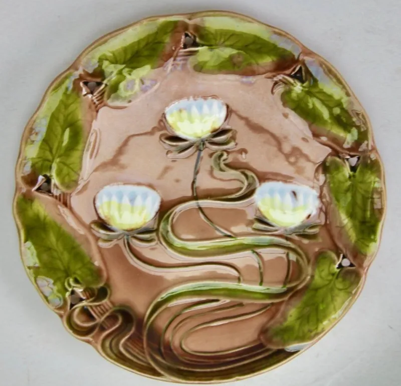 Outlet Pamono Art Nouveau Water Lily Majolica Service by Villeroy & Boch for Schramberg, Set of 10