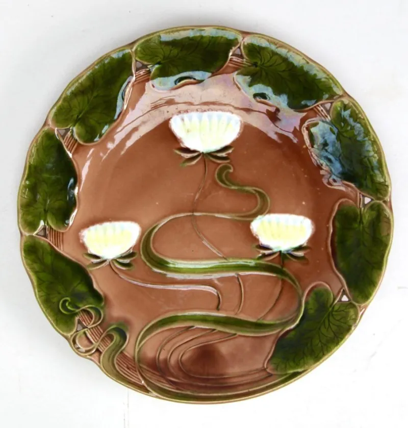 Outlet Pamono Art Nouveau Water Lily Majolica Service by Villeroy & Boch for Schramberg, Set of 10