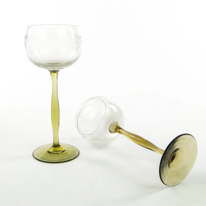 Hot Pamono Art Nouveau Wine Glasses, Poland, 1890s, Set of 2