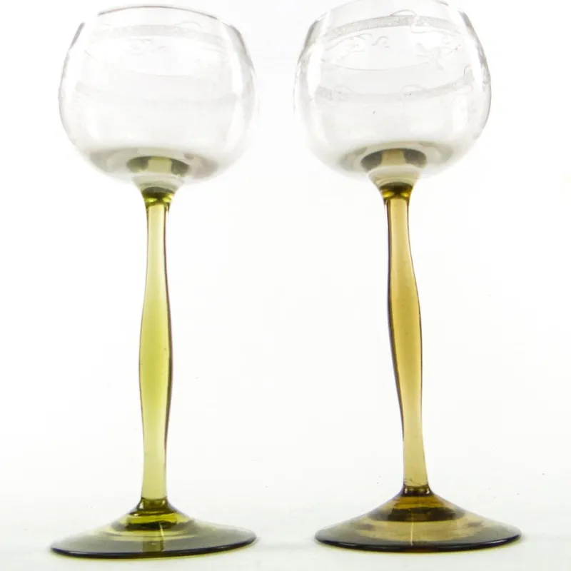Hot Pamono Art Nouveau Wine Glasses, Poland, 1890s, Set of 2