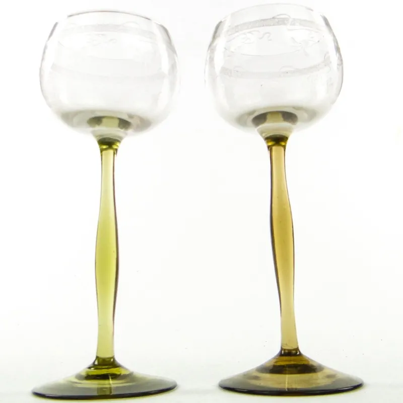 Hot Pamono Art Nouveau Wine Glasses, Poland, 1890s, Set of 2
