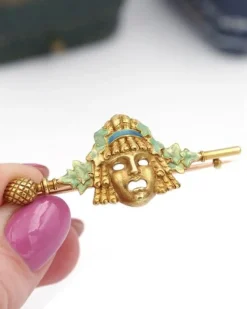 Pamono Art Nouveau Zorra Mask Brooch> Brooches