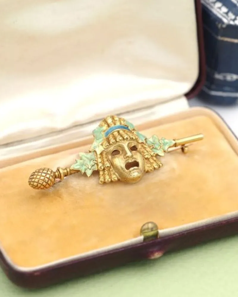 Pamono Art Nouveau Zorra Mask Brooch> Brooches
