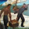 Online Pamono Artes, Basque Nautical Figures, 1930, Oil on Copper