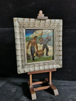 Online Pamono Artes, Basque Nautical Figures, 1930, Oil on Copper