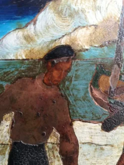 Online Pamono Artes, Basque Nautical Figures, 1930, Oil on Copper