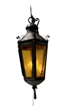 Sale Pamono Arts & Crafts Patinated Wrought Iron Lantern Wall Light, 1890s