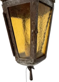 Sale Pamono Arts & Crafts Patinated Wrought Iron Lantern Wall Light, 1890s