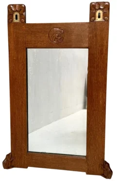 Online Pamono Arts & Crafts Wall Mirror with Hand-Carved Frogs from Kobus De Graaff, 1900s