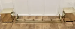 Sale Pamono Arts and Crafts Brass Fender with Coal and Log Boxes, Set of 3
