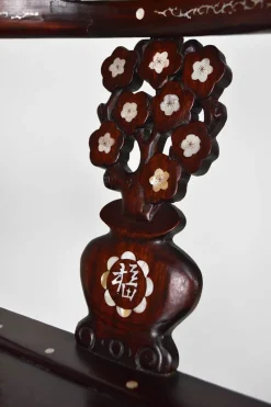 Pamono Asian Carved Inlaid Wood Armchairs, Early 20th Century, Set of 4><noscript><img width=