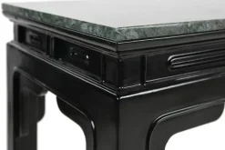 New Pamono Asian Console in Lacquered Wood with Jade Green Marble Top